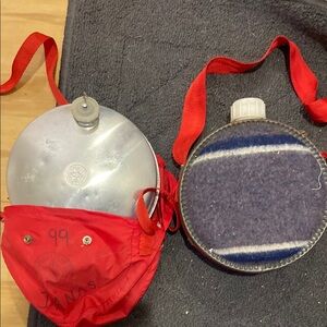 Vintage Boy Scouts of America Canteen Set with Red Straps